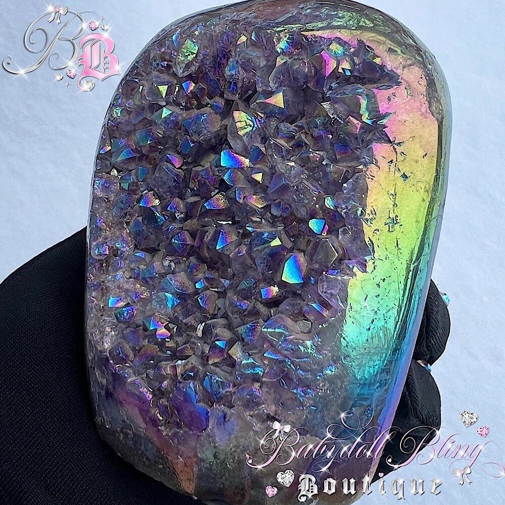 Aura amethyst cut base crystal healing rainbow angel aura halo metallic geode 🎀